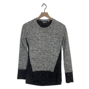 Athleta Women's Marled R&R Gray Black Zipper Thumbholes Pullover Sweatshirt XXS